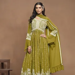 Embroidered Pleated Kurta with Palazzos