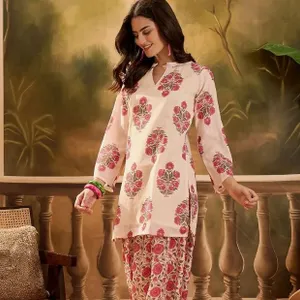 Floral Printed Straight Short Kurtis