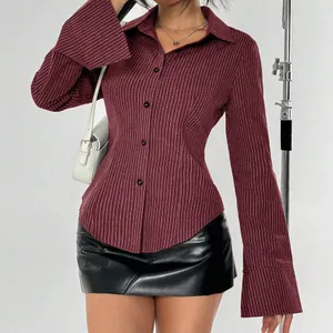 Chic Burgundy Fitted Shirt
