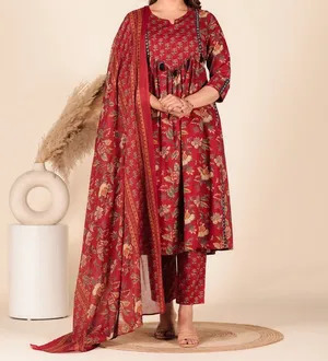 Embroidered Liva with Aari Work Short Kurti