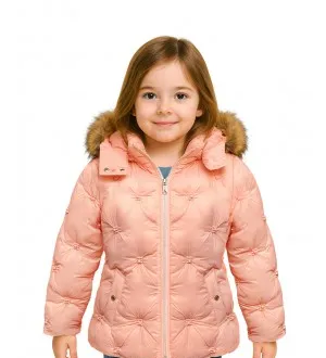 pink puffer jacket