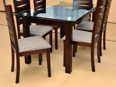 6-Seater Glass Top Dining Set