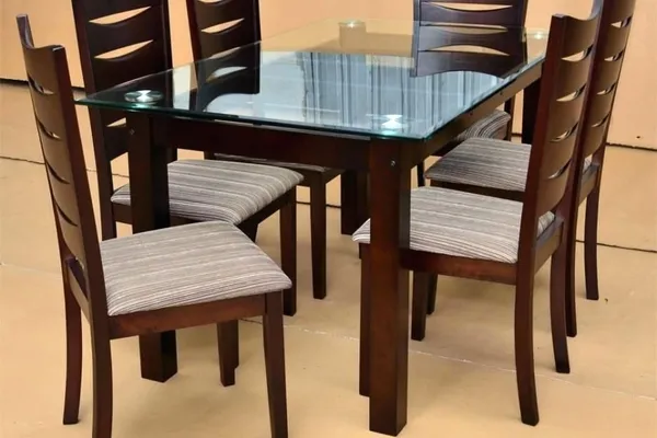 6-Seater Glass Top Dining Set