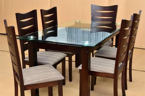 6-Seater Glass Top Dining Set