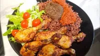 Waakye,  with chicken