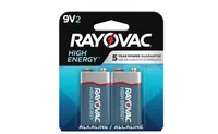 High Energy 9V Batteries (2-Pack), Alkaline 9 Volt Batteries