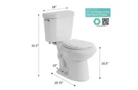 10 inch Rough In Two-Piece 1.28 GPF Single Flush Elongated Toilet in White Seat Included