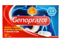 Genoprazol Gastritis y Agruras Omeprazol 20MG 14 Cápsulas