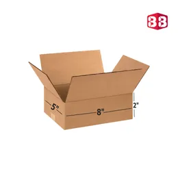 8x5x2 Inch 3 Ply Slim Corrugated Box for Ecommerce and Flat Product Packaging