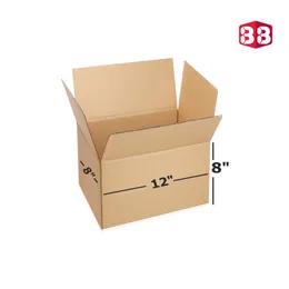 12x8x8 Inch Corrugated Box – Medium-Size Brown Packaging Box for Courier & Ecommerce