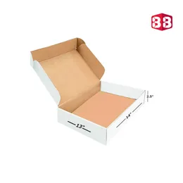 Box Brother 3 Ply White Corrugated Flap Box Size 14x13x2.5 Inch I  Large Kraft Box for Clothing, Calendars, and Flat Product Shipping