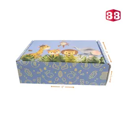 Box Brother Multicolor Pre-Printed Jungle themed Blue Gift Flap Box Size 6x4x2 | 3 Ply Corrugated Boxes