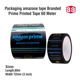 Box Brother Amazon Prime Branded Packaging Tape – 60m x 72mm (3-Inch) | Strong Black Adhesive Tape for Heavy Packaging, Shipping, & Carton Sealing