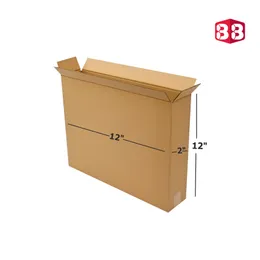 12x2x12 Inch Corrugated Box – Flat Square Box for Shipping Files & Paperwork