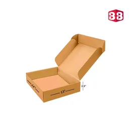 14x13x2.5 Inch Brown Corrugated Flap Box – Wide Kraft Box for Shirts, Calendars & Gift Packaging