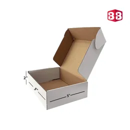 Box Brother 5x5x2 Inch White Flap Box – Mini Corrugated Packaging for Jewelry, Gifts & E-commerce Orders