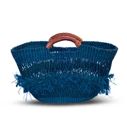 Sweet Licia's blue black basket with middle fringe