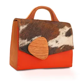 Orange and Brown Fur Two tone SODZINE handbag