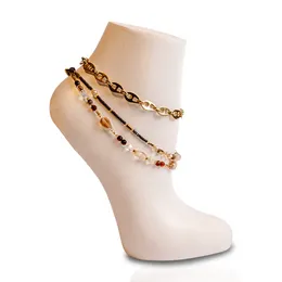 3 Set Anklet Beaded & Stainless Steel Chain