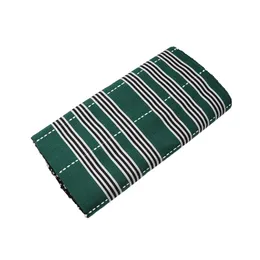 Emerald and White Striped Kente Fabric – 4 Yards Authentic Ghanaian Woven fabric for Weddings, Ceremonies & African Fashion