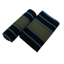 Blue Black and Gold  Striped African Kente Weave Smock , fugu , batakali,  Fabric-4yards