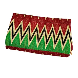 Zigzag kente ,green yellow red black kente, African kente fabric, Ghana kente design, traditional African textile