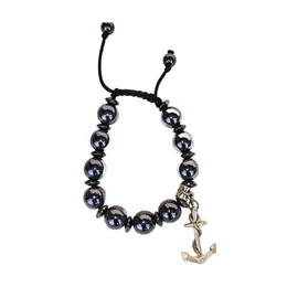 Hematite Anchor Charm Bracelet