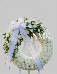 White Rose Funeral Wreath