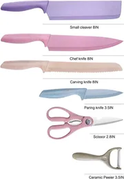 6 Pcs Colorful Knife Set With Cutting Board