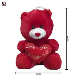 Adorable Red Teddy Bear with "Love You" Heart