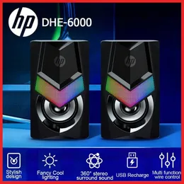 HP DHE-6000 Wired RGB Multimedia Speakers | Stereo Surround Sound with In-Line Control