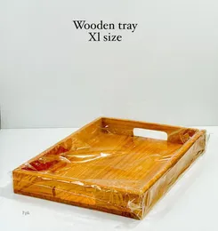 XL wooden serving tray with handles
