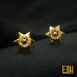 Gold Plated Guaranteed Star Earrings with White Fixed Stone