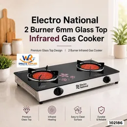Electro National 2 Burner 6mm Glass Top Infrared Gas Cooker