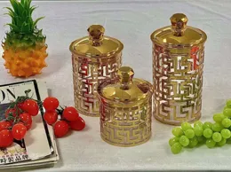 3pcs gold round acrylic candy jar
