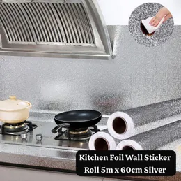 5m x 60cm Silver Kitchen Foil Wall Sticker Roll