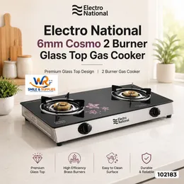 Electro National 6mm Cosmo 2 Burner  Glass Top Gas Cooker