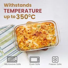 100ml | 1600ml | 2200ml 3pcs Microwave Rectangle Glass Baking Tray Set