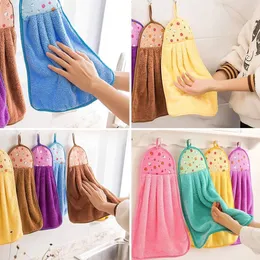 2PCS Coral Velvet Hanging Hand Dry Towels for Kitchen & Bathroom