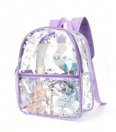 Cute  Clear Unicorn Printed Kawaii Backpack, Lightweight Waterproof  Backpack