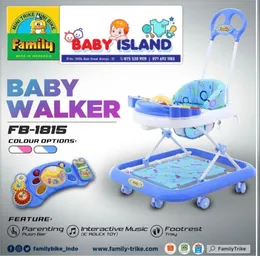 Family FB-1815 Baby Walker with Parenting Push Bar & Interactive Music Tray