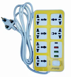 Multi Plug Wire Code 3 USB+ 4 Power Socket with 2M Cable 4A AC Power Socket UK Plug