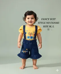 Fancy Yellow Suit for Kids Girls Size M L Party Festive Wear, Stylish Yellow Party Suit for Little Girls, Adorable Girls