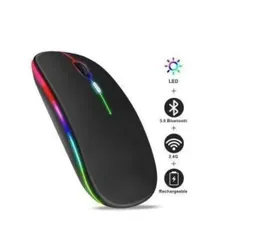 3 in 1 Wireless Bluetooth Mouse, Rechargeable Dual Mode LED Mouse (Bluetooth 5.2 & USB Receiver) Portable Silent Mouse, 