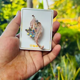 New Arrival Rose Gold Color New Design Beautiful Saree Brooch with Small Pearl and Multi Stone for Women & Girls