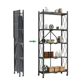 5 Layer Pantry Rack with Wheels – Heavy Duty Storage Shelf for Kitchen & Office (5 Feet)