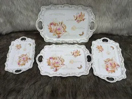 melamine trays with white design with embossed edges