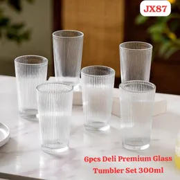 300ml  Deli premium ribbed textured glass tumblers