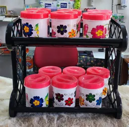Multi purpose rack with 12 pieces containers and spoons