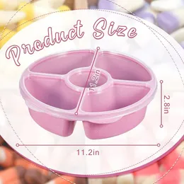 Divided Serving Tray with Lid – 5 Compartment Round Snack Storage Platter